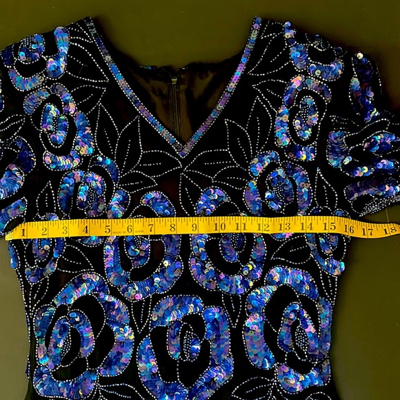 Vintage Blue Beaded Sequin Top - Picture 4 of 17